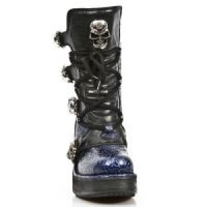  M.8366-S2 VINTAGE CHAROL AZUL, ROCK NEGRO, PLATAF. NRK SKULL New Rock M.8366-S2 -  