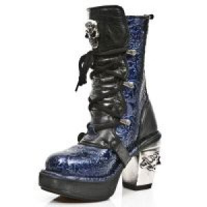  M.8366-S2 VINTAGE CHAROL AZUL, ROCK NEGRO, PLATAF. NRK SKULL New Rock M.8366-S2 -  