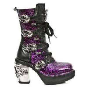  M.8366-S3 VINTAGE CHAROL LILA, ROCK NEGRO, PLATAF. NRK SKULL New Rock M.8366-S3 -  