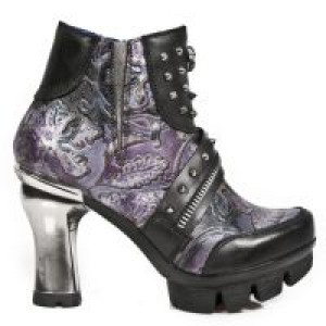  M.NEOPUNK001-C1 ITALI NEGRO VINTAGE FLOWER LILA ELASTICO NEO New Rock M.NEOPUNK001-C1 -  
