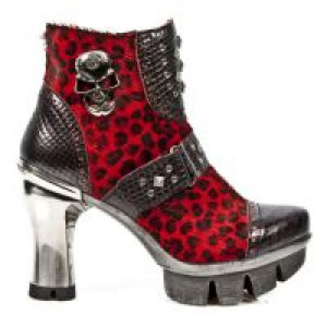  M.NEOPUNK005-C3 PITON NEGRO GRAFITO REVESS ROJO PELO LEOPARD New Rock M.NEOPUNK005-C3 -  