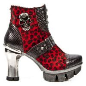  M.NEOPUNK005-C3 PITON NEGRO GRAFITO REVESS ROJO PELO LEOPARD -  1