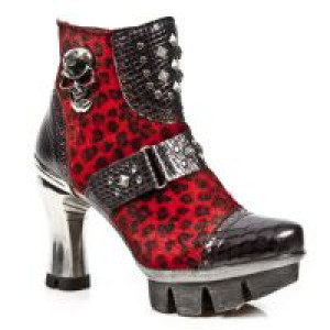  M.NEOPUNK005-C3 PITON NEGRO GRAFITO REVESS ROJO PELO LEOPARD -  2