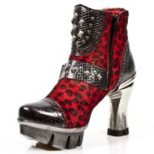  M.NEOPUNK005-C3 PITON NEGRO GRAFITO REVESS ROJO PELO LEOPARD -  4
