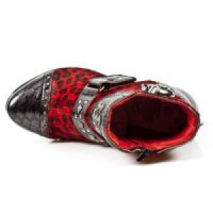  M.NEOPUNK005-C3 PITON NEGRO GRAFITO REVESS ROJO PELO LEOPARD -  7