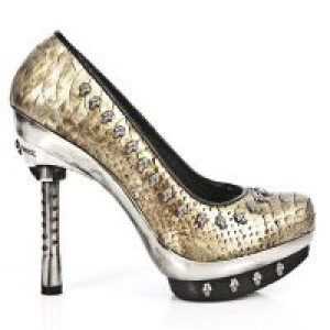  M.PUNK043-C18 PITON ORO PIEL VIVO NEG PL PUNK CALAVERA CRIST -  1