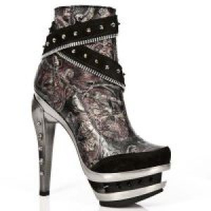  M.ROCK201-C2 VELOUR NEGRO VINTAGE FLOWER ROJO ROCK ACERO -  2
