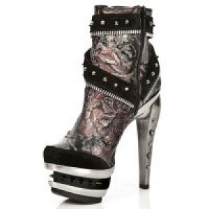  M.ROCK201-C2 VELOUR NEGRO VINTAGE FLOWER ROJO ROCK ACERO -  4