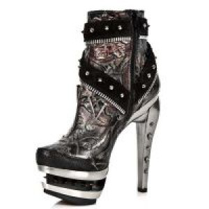  M.ROCK206-C1 VELOUR NEGRO VINTAGE FLOWER ROJO ROCK ACERO -  4