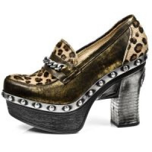  M.Z001-C2 BOX OROMANE, LEOPARDO PELO MARRON, P.ZUECO NEG-ACE New Rock M.Z001-C2 -  