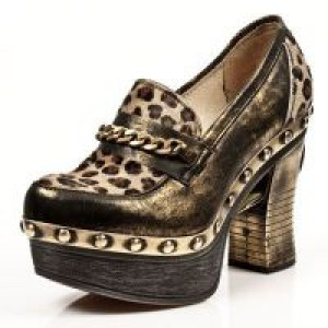  M.Z001-R2 BOX OROMANE, LEOPARDO PELO MARRON, P.ZUECO NEG-ORO -  2