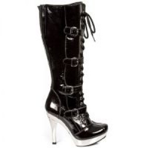  M.5210-R1 CHAROL NEGRO ARRUGADO, PLATAF.ACERO TACON AGUJA New Rock M.5210-R1 -  