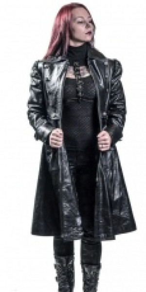   BLACK LEATHER WOMEN COAT New Rock W.COAT3010-S1-OFF -  