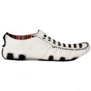  46095 White Leather Black Suede Driver Negro New Rock New Rock 46095 -  