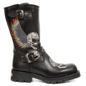  ITALI NEGRO BORDADOS CALAVERA ALAS GRIS MOTORCYCLE New Rock M.7642-S1 -  