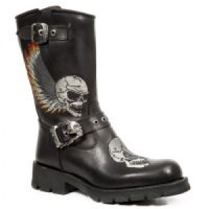  ITALI NEGRO BORDADOS CALAVERA ALAS GRIS MOTORCYCLE New Rock M.7642-S1 -  