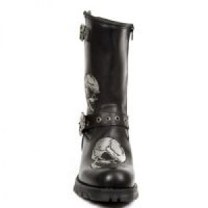  ITALI NEGRO BORDADOS CALAVERA ALAS GRIS MOTORCYCLE New Rock M.7642-S1 -  