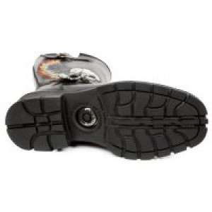  ITALI NEGRO BORDADOS CALAVERA ALAS GRIS MOTORCYCLE New Rock M.7642-S1 -  