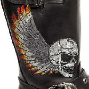  ITALI NEGRO BORDADOS CALAVERA ALAS GRIS MOTORCYCLE New Rock M.7642-S1 -  