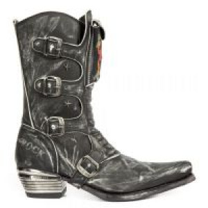  M.WST022-S1 VINTAGE RASPADO NEGRO BORDADOS GRIS LLAMAS FUEGO -  1