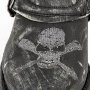  M.WST022-S1 VINTAGE RASPADO NEGRO BORDADOS GRIS LLAMAS FUEGO -  9