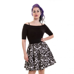  SWING SKIRT LADIES WHITE/BLACKROSE - 