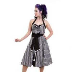  SAIL AWAY ANCHOR DRESS LADIES BLACK/WHITE STRIPE Rockabella D-SAANCHOR-BWS -  