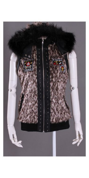  zipper up fur vest - 