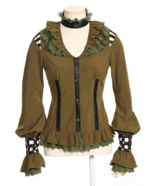  Ruffled blouse Green - 
