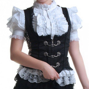  Gothic Design Lace Vest Black - 
