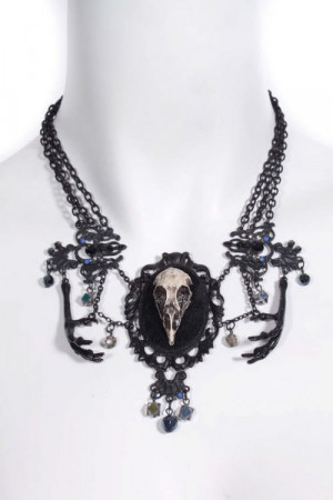  Gothic Birdhead skull necklace Black - 