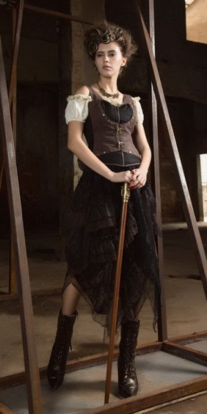  Steampunk Long skirt Black - 