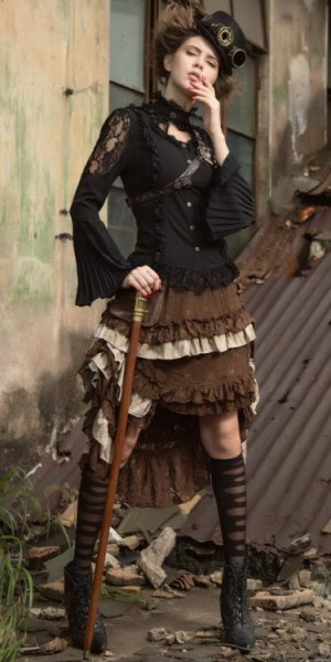  Steampunk Long skirt Brown - 