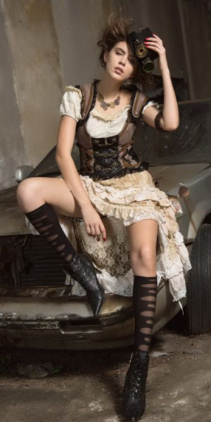  Steampunk Vest Black/Coffee - 