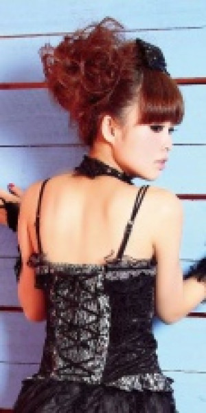  zipper up corset with shoulder strap RQ-BL 21005bk /  /  /  / -  