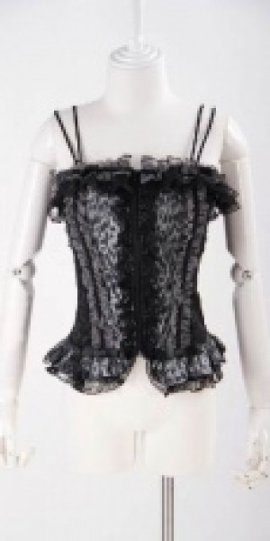  zipper up corset with shoulder strap RQ-BL 21005bk /  /  /  / -  
