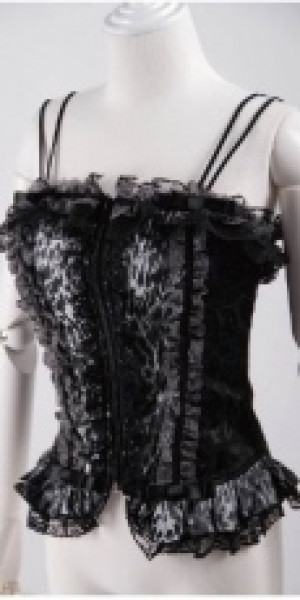  zipper up corset with shoulder strap RQ-BL 21005bk /  /  /  / -  