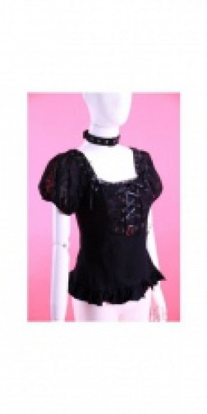  cap sleeves shirt with choker RQ-BL 21025bk /  /  /  / -  