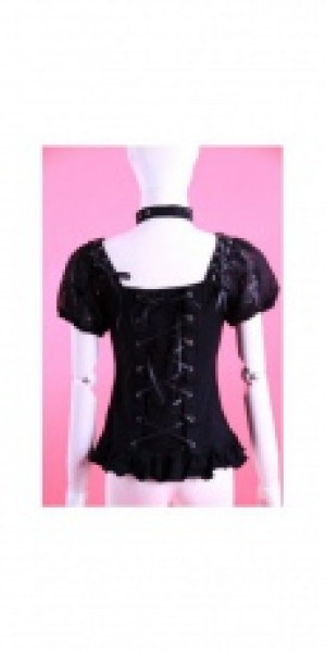  cap sleeves shirt with choker RQ-BL 21025bk /  /  /  / -  