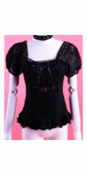  cap sleeves shirt with choker RQ-BL 21025bk /  /  /  / -  