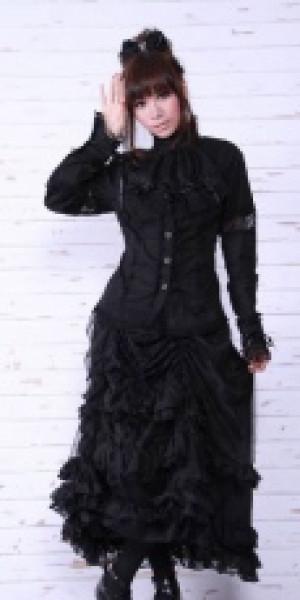  maxi ruffles skirt RQ-BL 21040bk /  /  /  / -  
