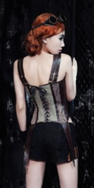  zipper up corset with shoulderer strap RQ-BL SP048cf /  /  /   / -  