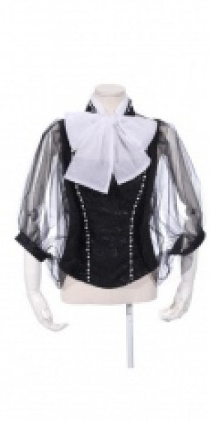  bow collar sheer sleeves shirt /  /  /  -  3