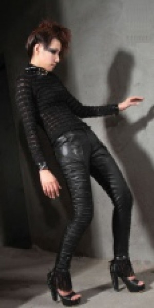  leather trousers RQ-BL 21186bk -  