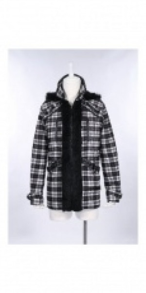  black white plaid coat -  3