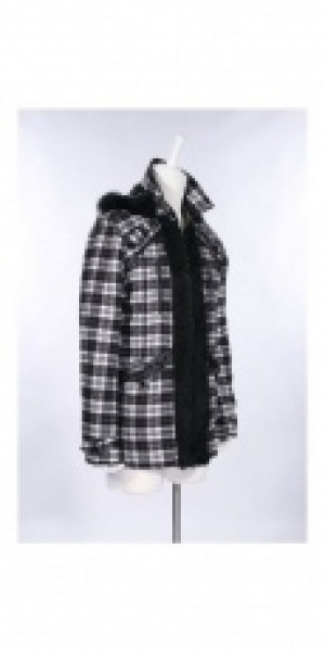  black white plaid coat -  4