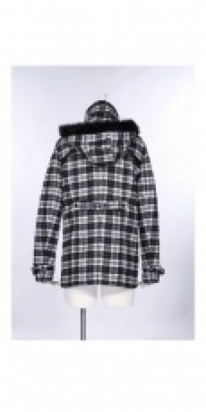  black white plaid coat -  5