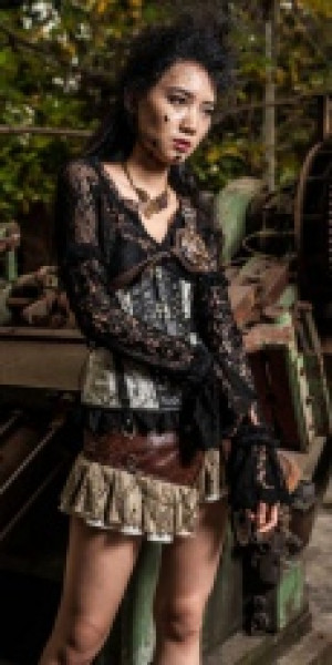  flower lace T-shirt RQ-BL SP098BK -  