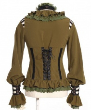  Ruffled blouse Green RQ-BL SP105gr -  
