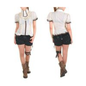  c  Cap sleeves shirt White RQ-BL SP012wh -  